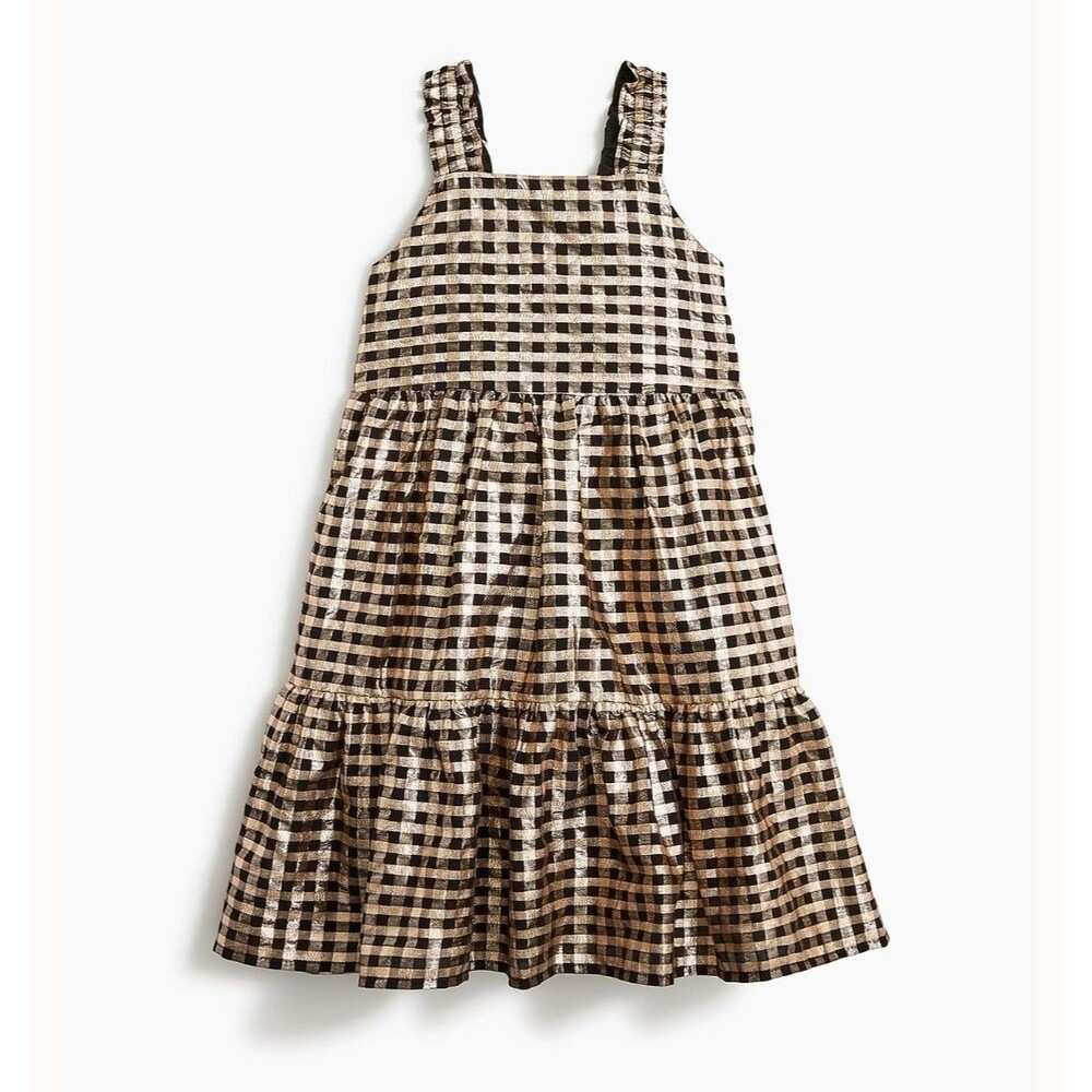 NWOT Crewcuts Jacquard Tiered Dress Size 12 Black Gold